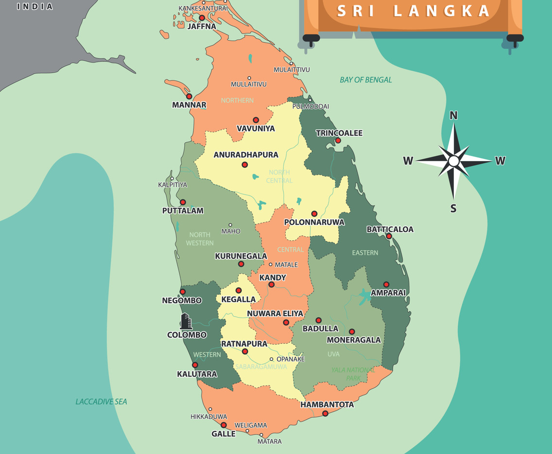 Country Map of Sri Langka