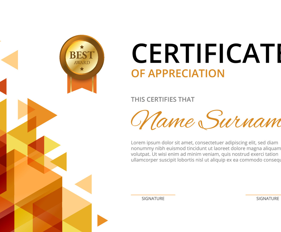 Certificate Template with Geometric Abstract Background