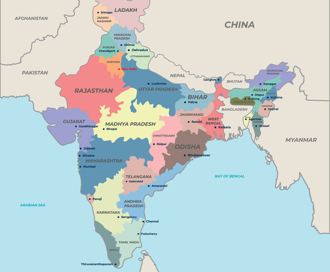 Country Map India Background Illustration