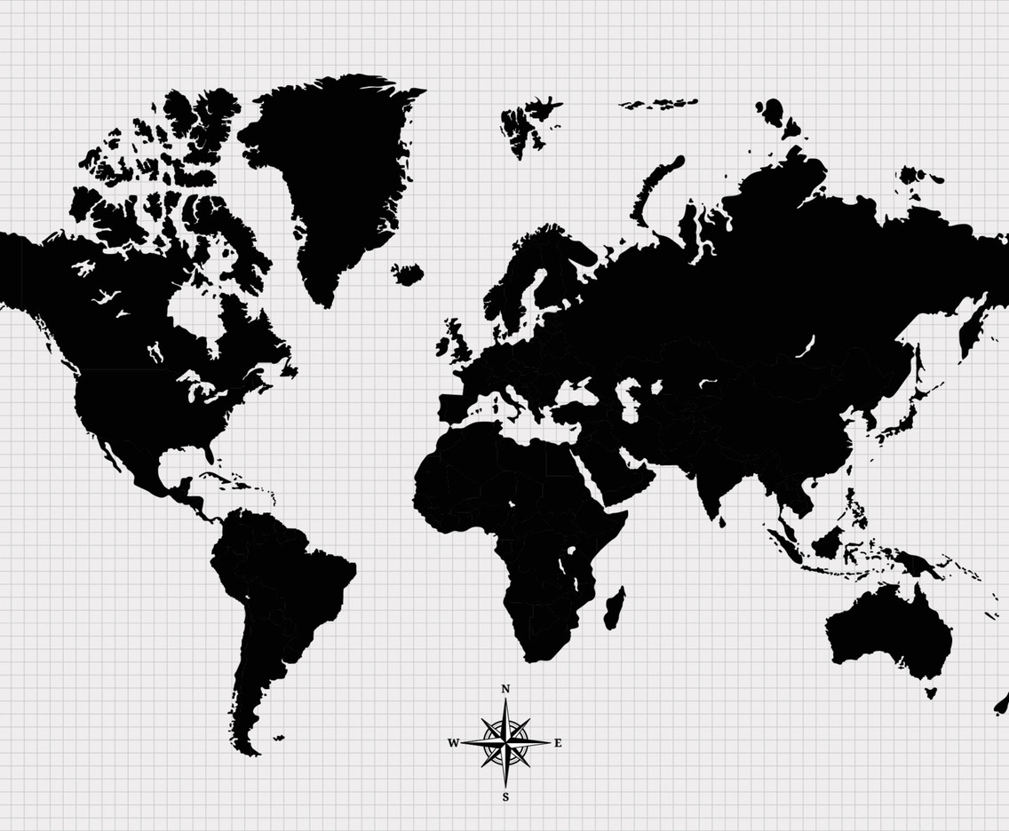 World Map Black and White Background
