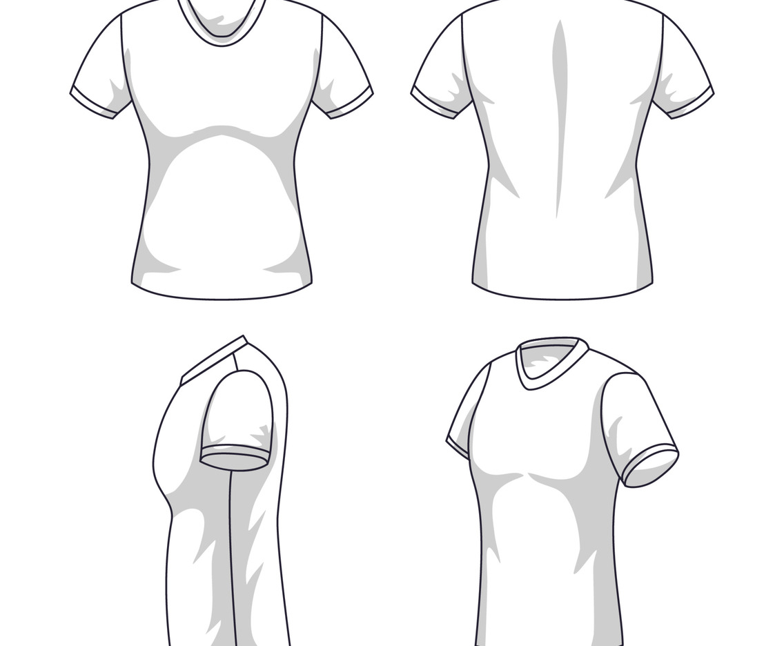 Outline Female T-Shirt White Mockup