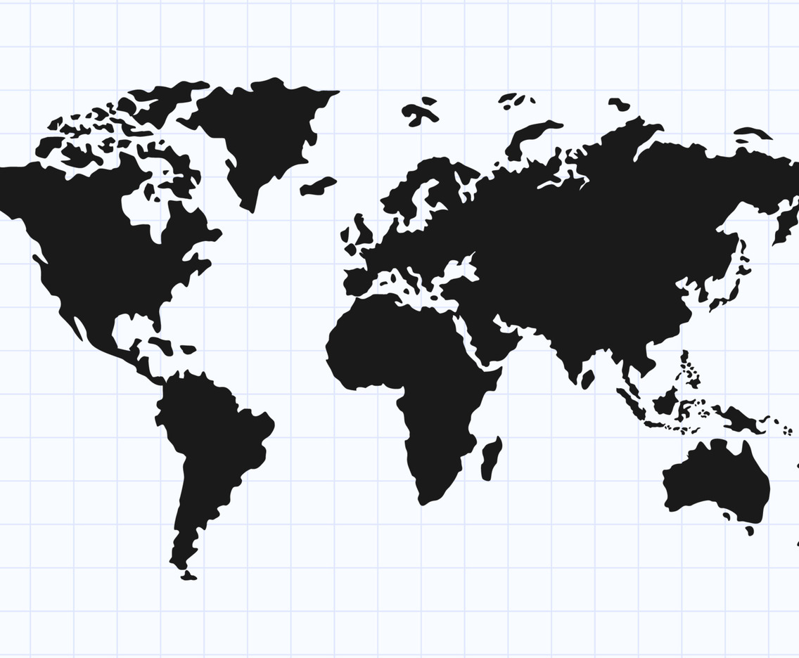 World Map in Black and White