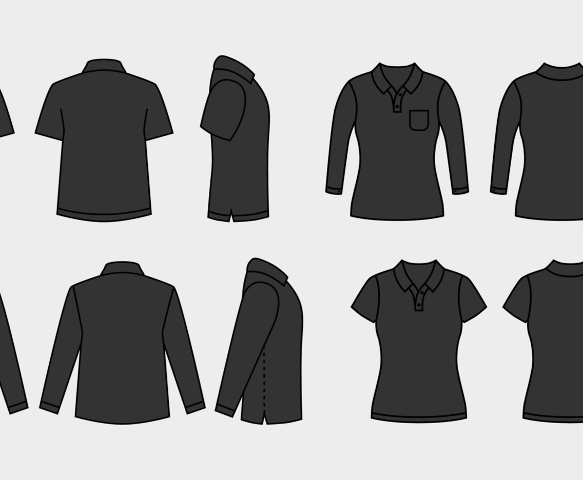Outline Polo Shirt Black Collection Template
