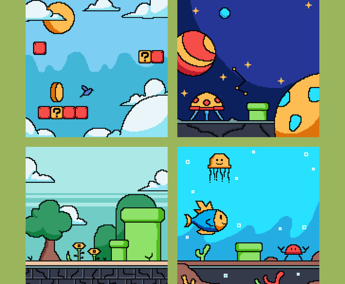 Arcade Game Pixelated Scene Social Media Post