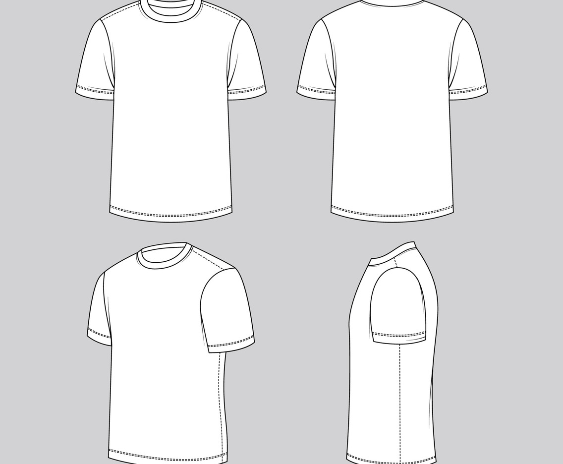 Outline White T-Shirt Template