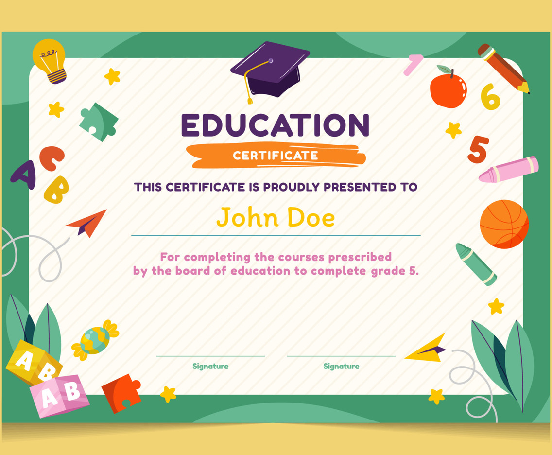 Cute Education Certificate Template