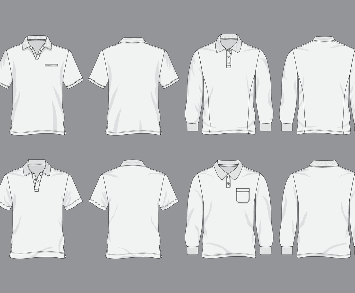 Outline White Colour Polo Shirt Template