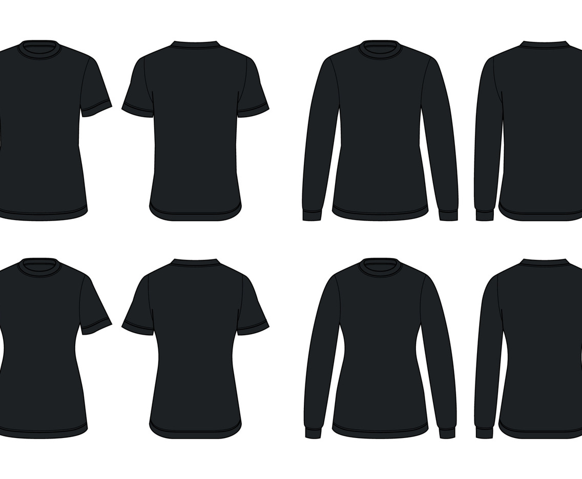 Flat Outline Black Polo Shirts