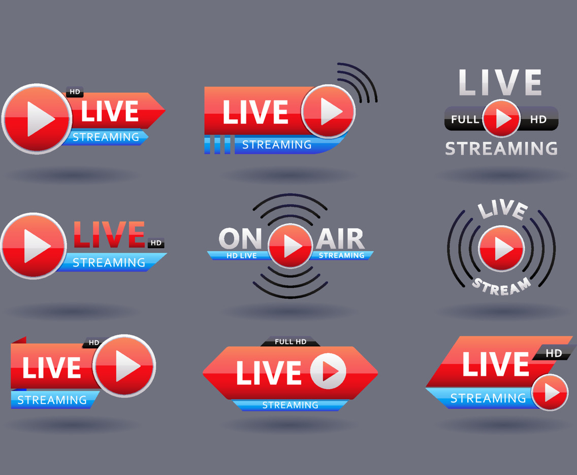 Live Streaming Badge With Play Button