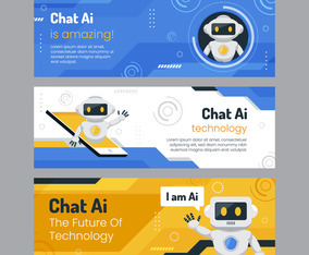 Flat Chat AI Banners Set