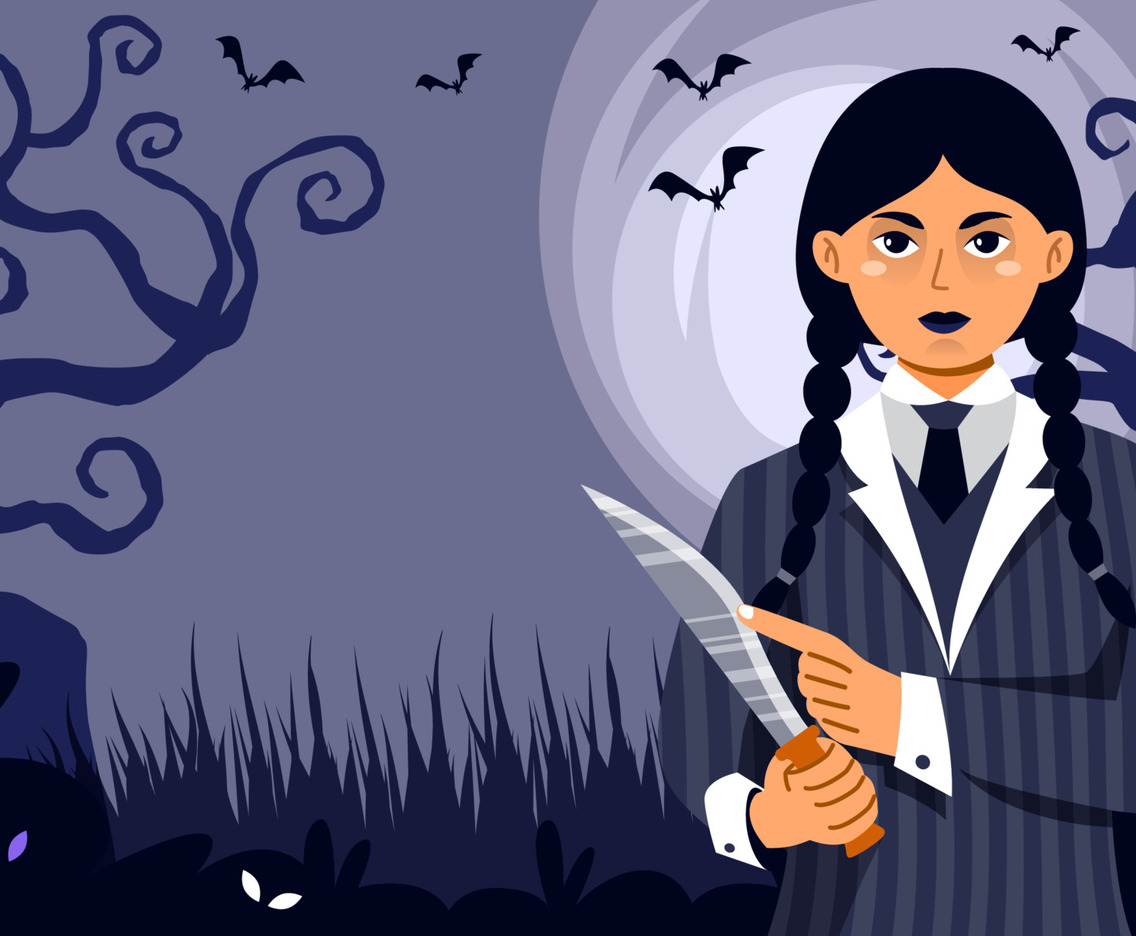 Background of Gothic Girl Dressed in Black
