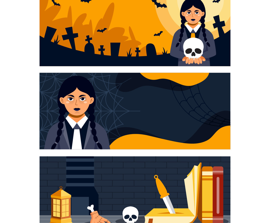 Mysterious Gothic Girl Banners Set