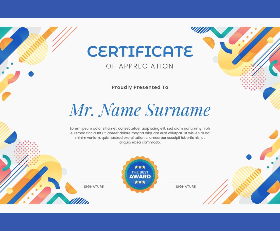 Creative Colorful Modern Certificate Concept