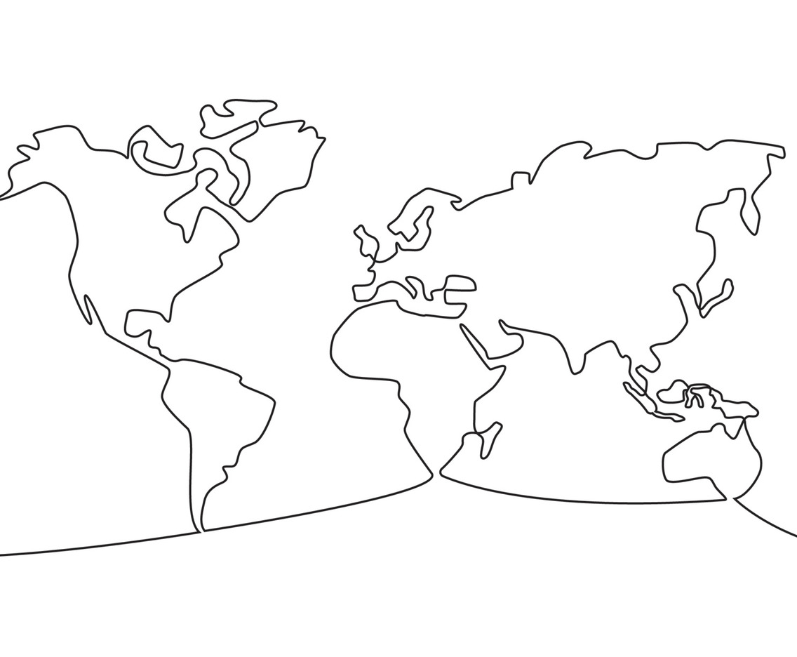 One Stroke Art World Map Design