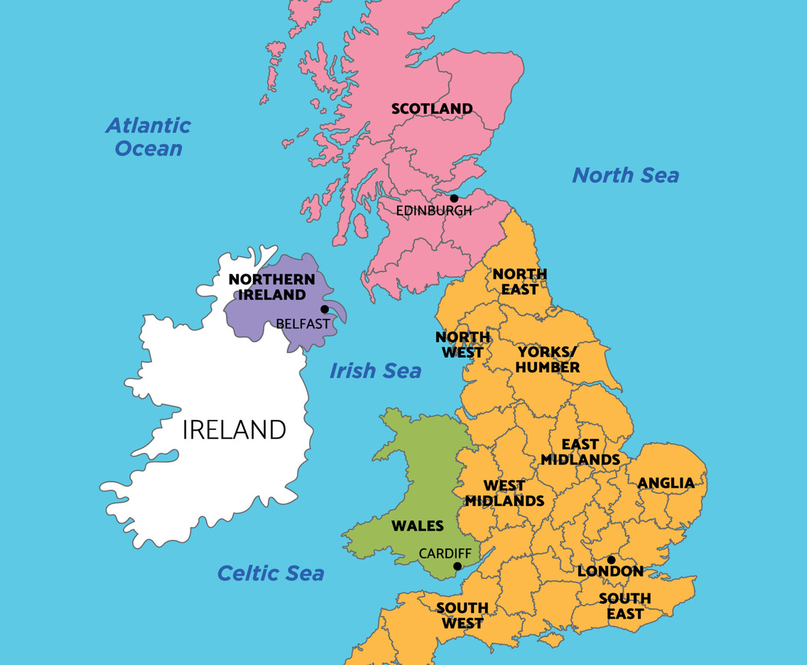 Colorful UK Country Map Flat