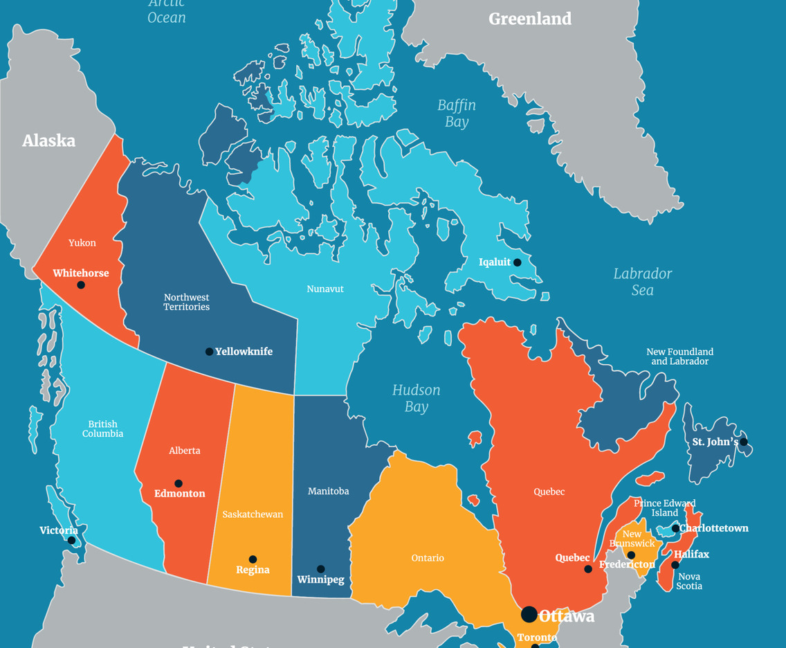 Colorful Canada Country Map Flat