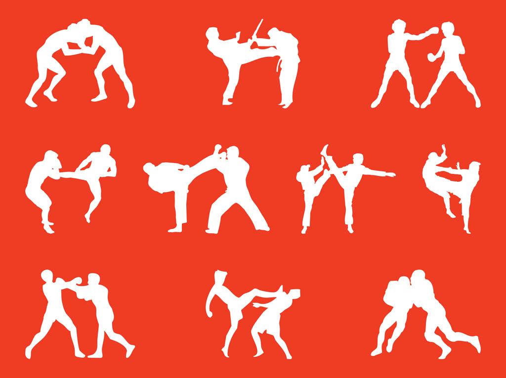 Wrestling People Silhouettes