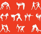 Wrestling People Silhouettes