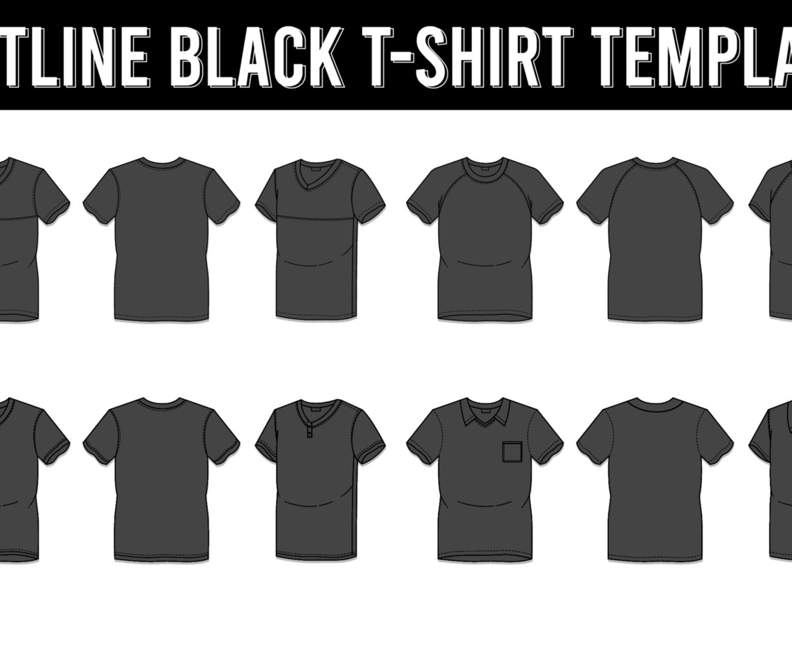 Outline Black T-Shirt Template Collection
