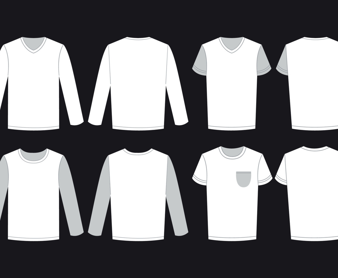 Outlined White T-Shirt Mockup Set
