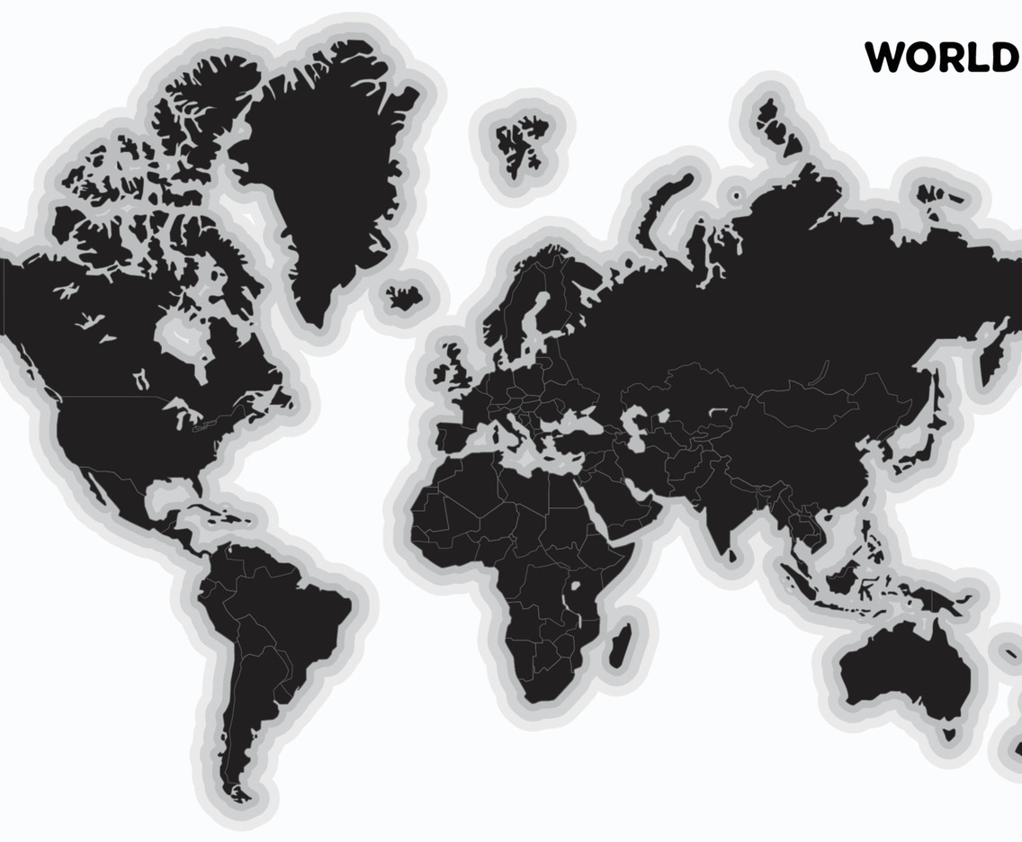 World Map in Black and White