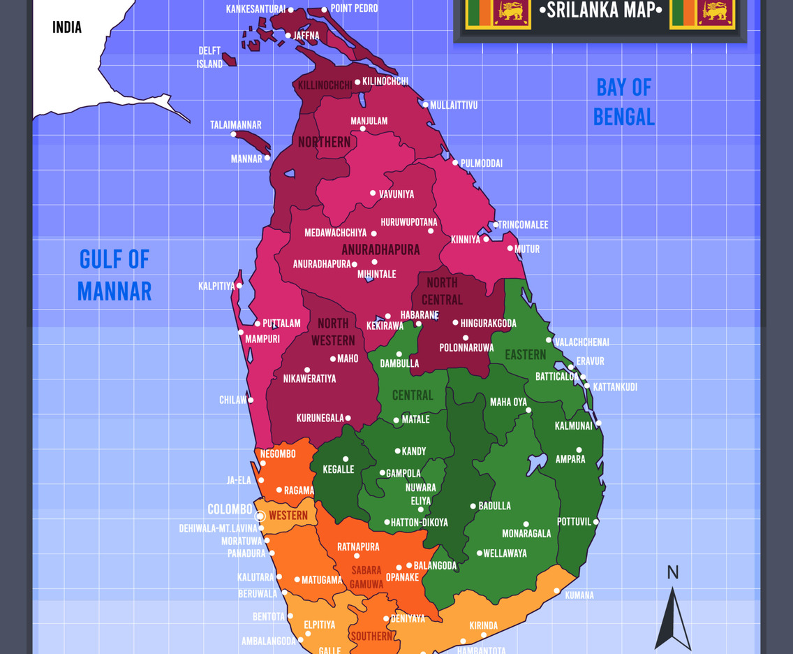Sri Lanka Country Map And Flag