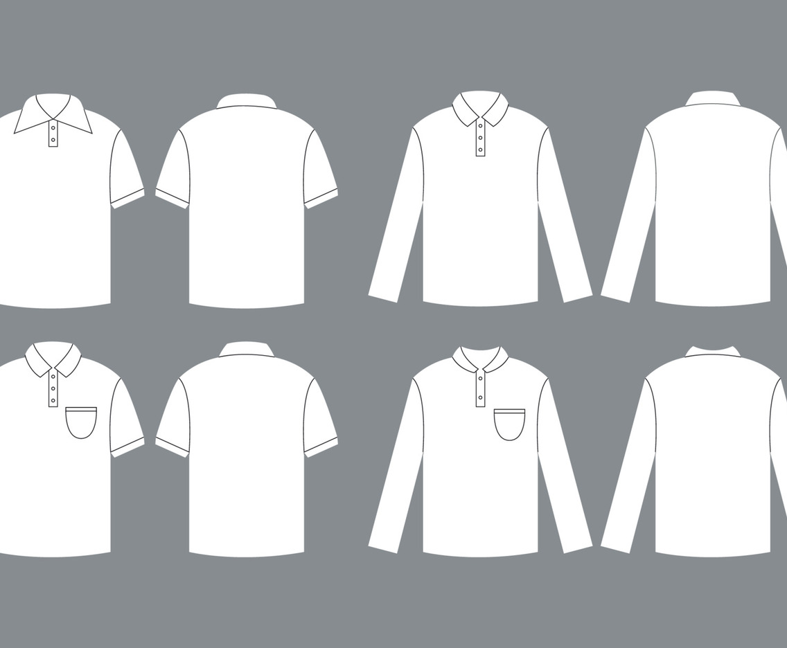 White Outline Polo Mock Up Set