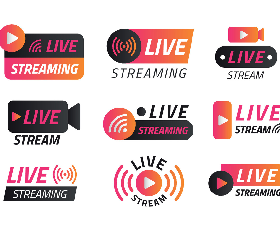 Set of Live Streaming Label in Gradient