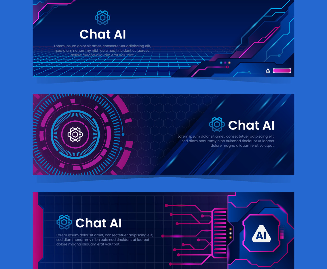 Chat AI Technology Banner Set