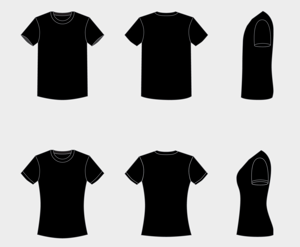 T-Shirt Black Outline Mockup