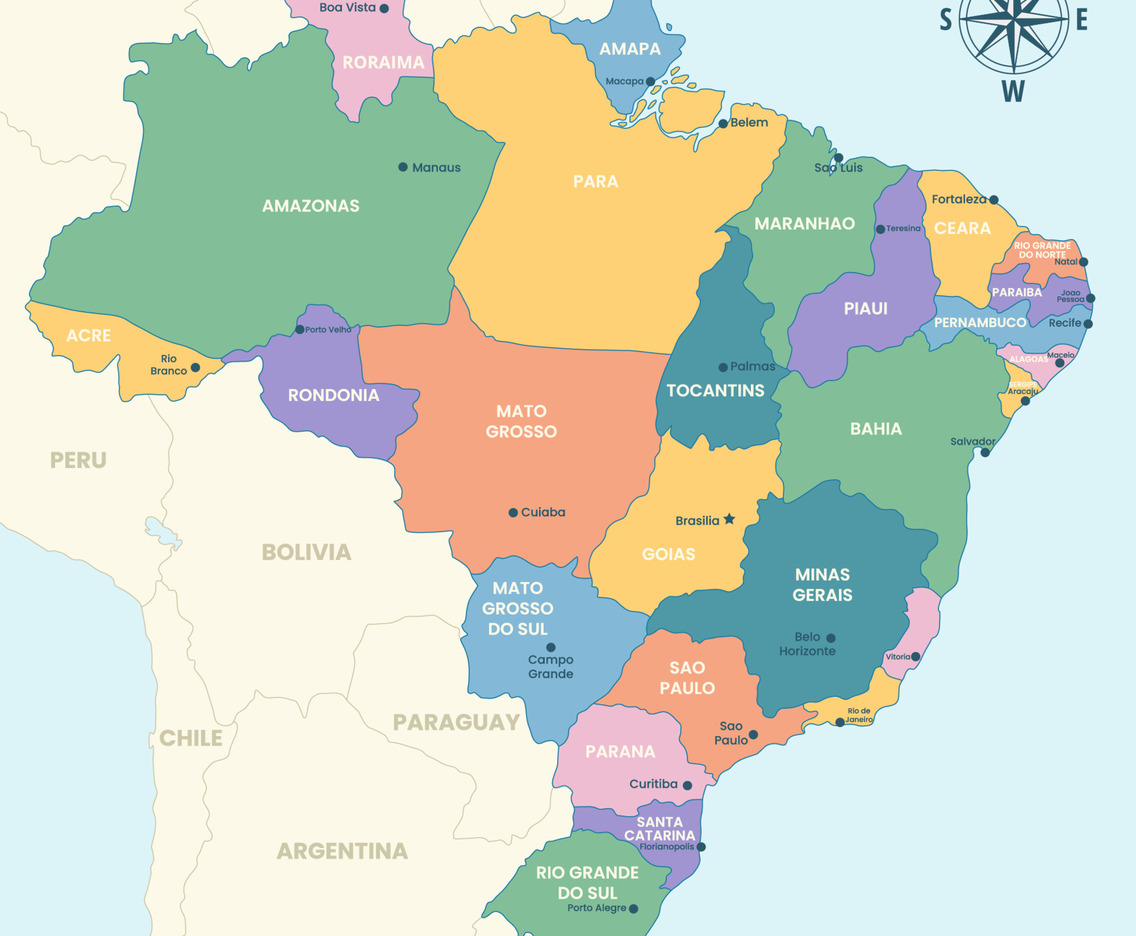 Country Map of Brazil