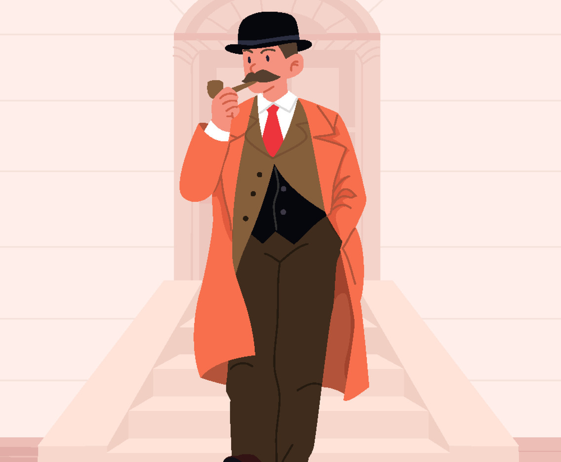 A Detective Thinking while Smoking a Pipe
