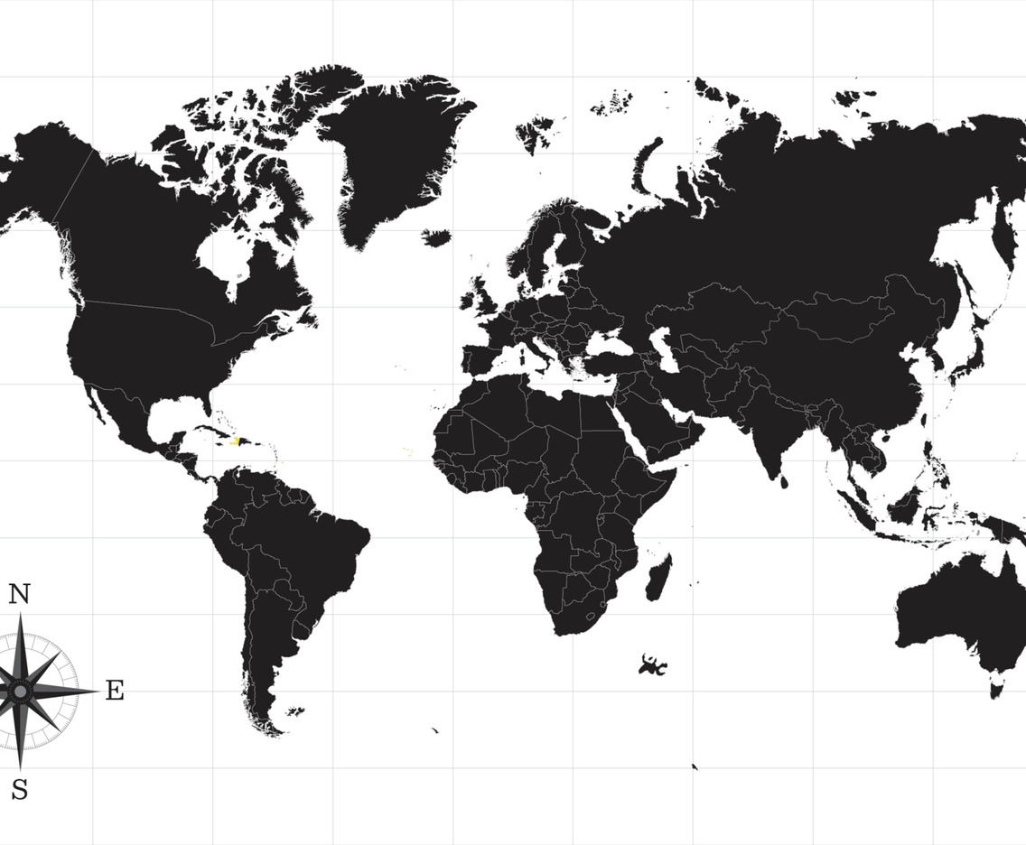 Black and White World Map Background with Countries
