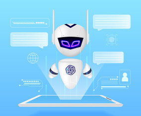 Chat AI Robot And Futuristic Interface