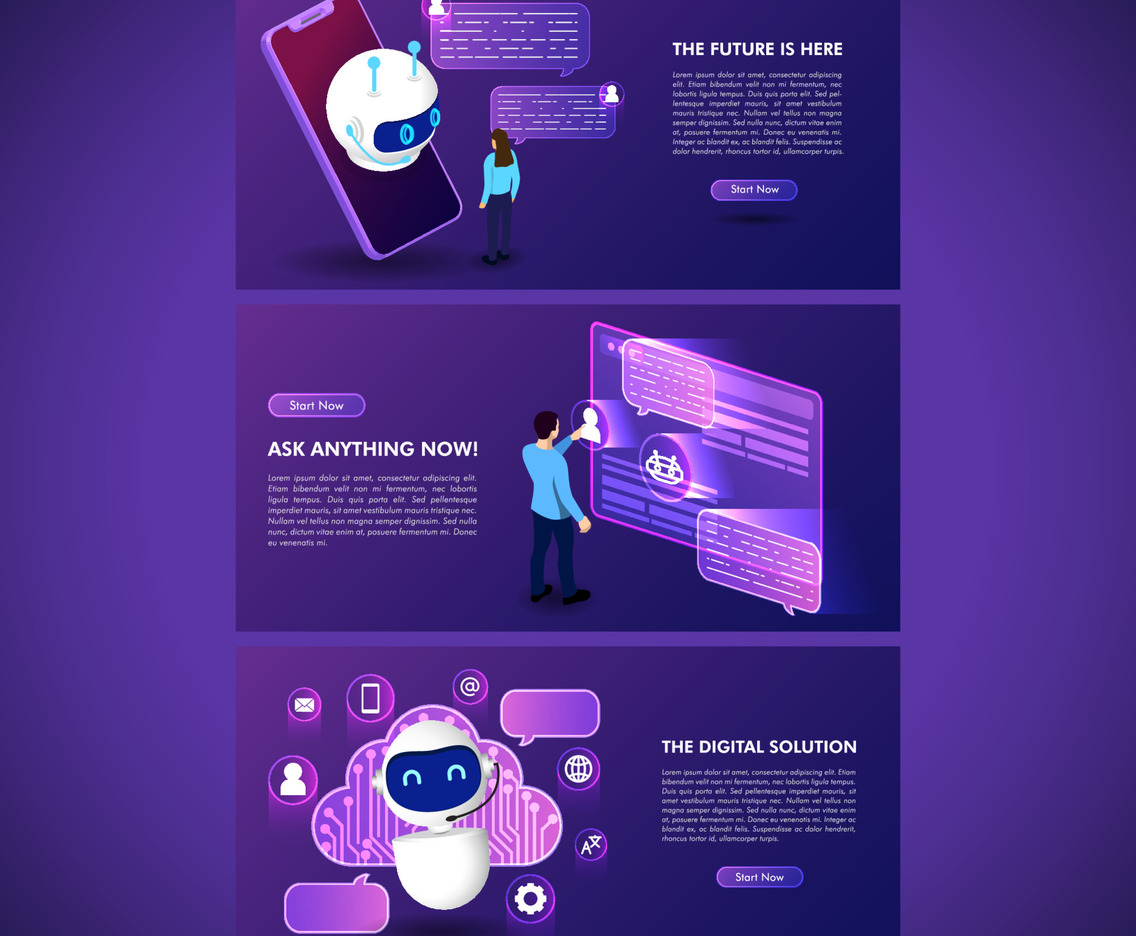 Chat Bot Web Banner for Landing Page or Digital Marketing