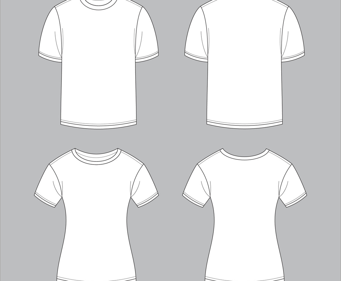 White T-shirt Outline Mock Up