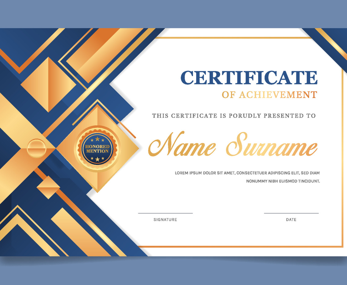 Profesional Blue Certificate