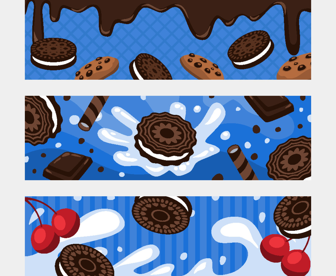 Set of Chocolate Sandwich Cookies Horizontal Banner