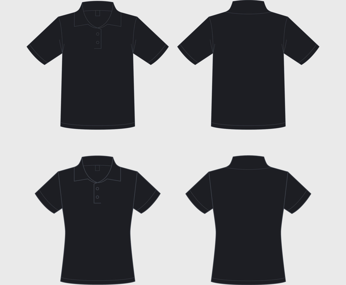 Black Polo Shirt Outline Mock Up