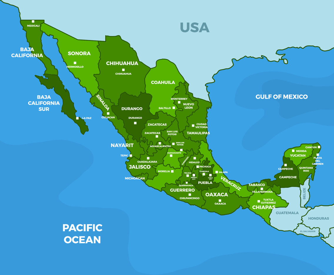 Country Map of Mexico