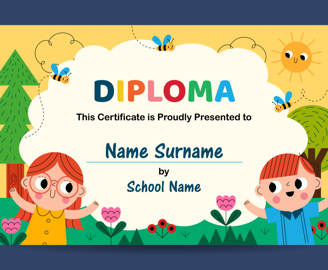 Children Diploma Certificate Template