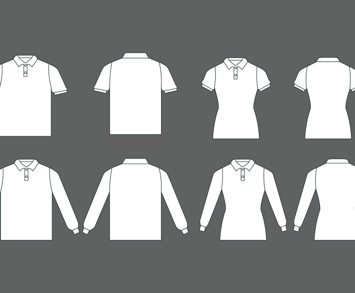 White Polo T-Shirt Flat Style Concept