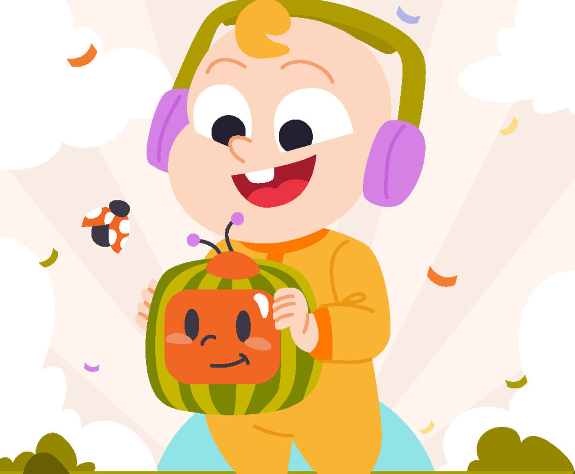 Blonde Kid Playing with Watermelon Television