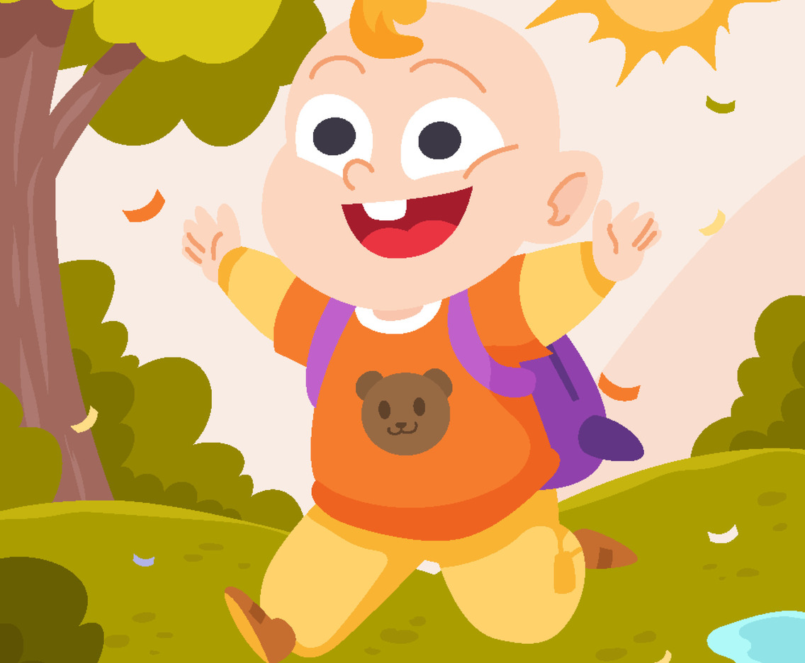 Blond Kid Playing at Garden Concept