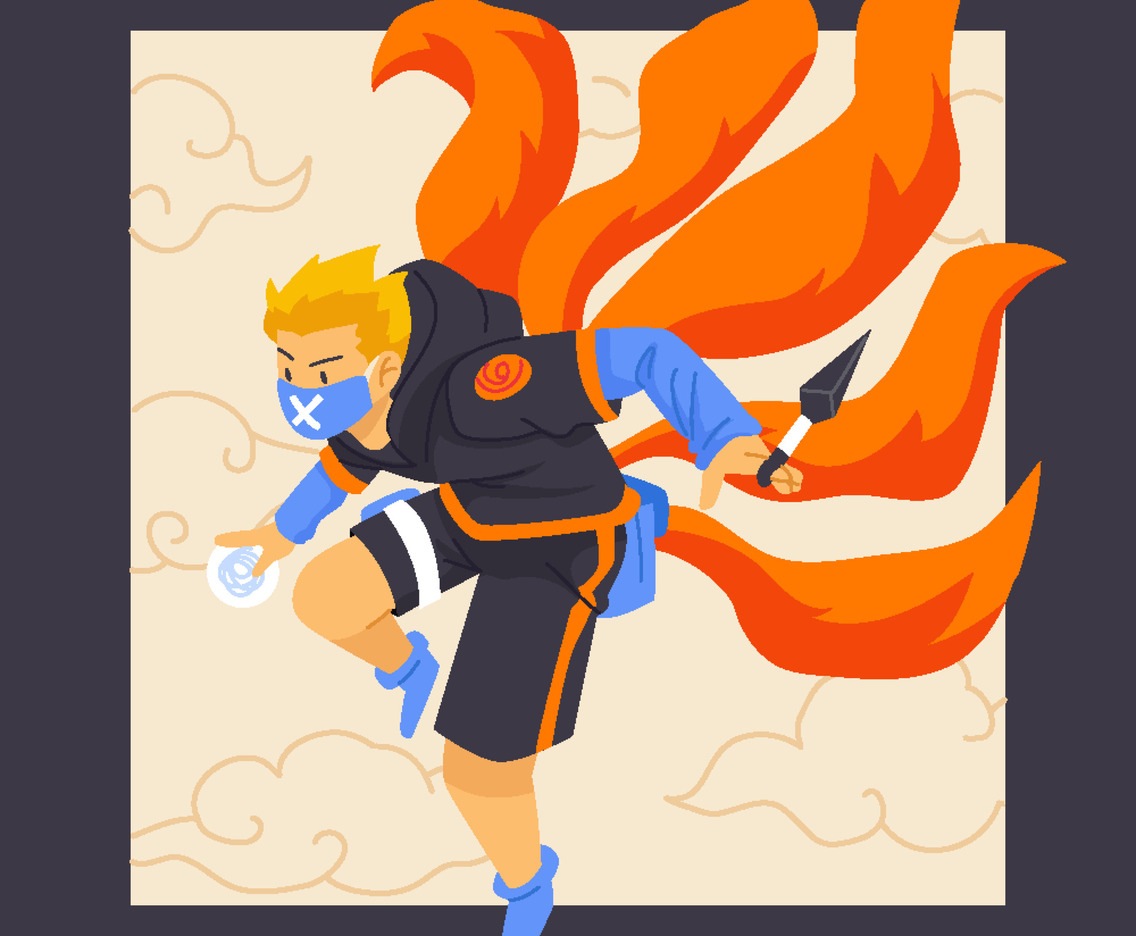 Cool Blonde Ninja Using Ultimate Nine Tail Skill