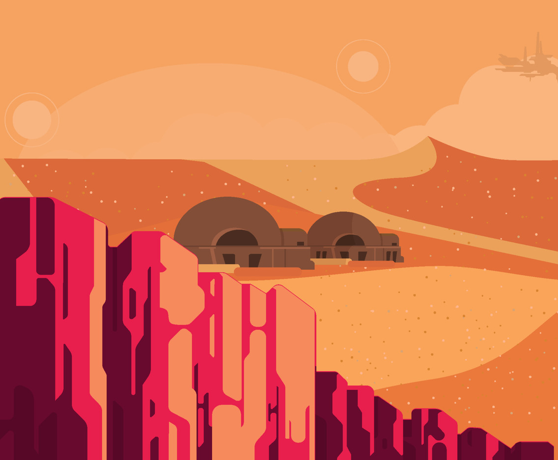 Science Fiction in Desert World Concept