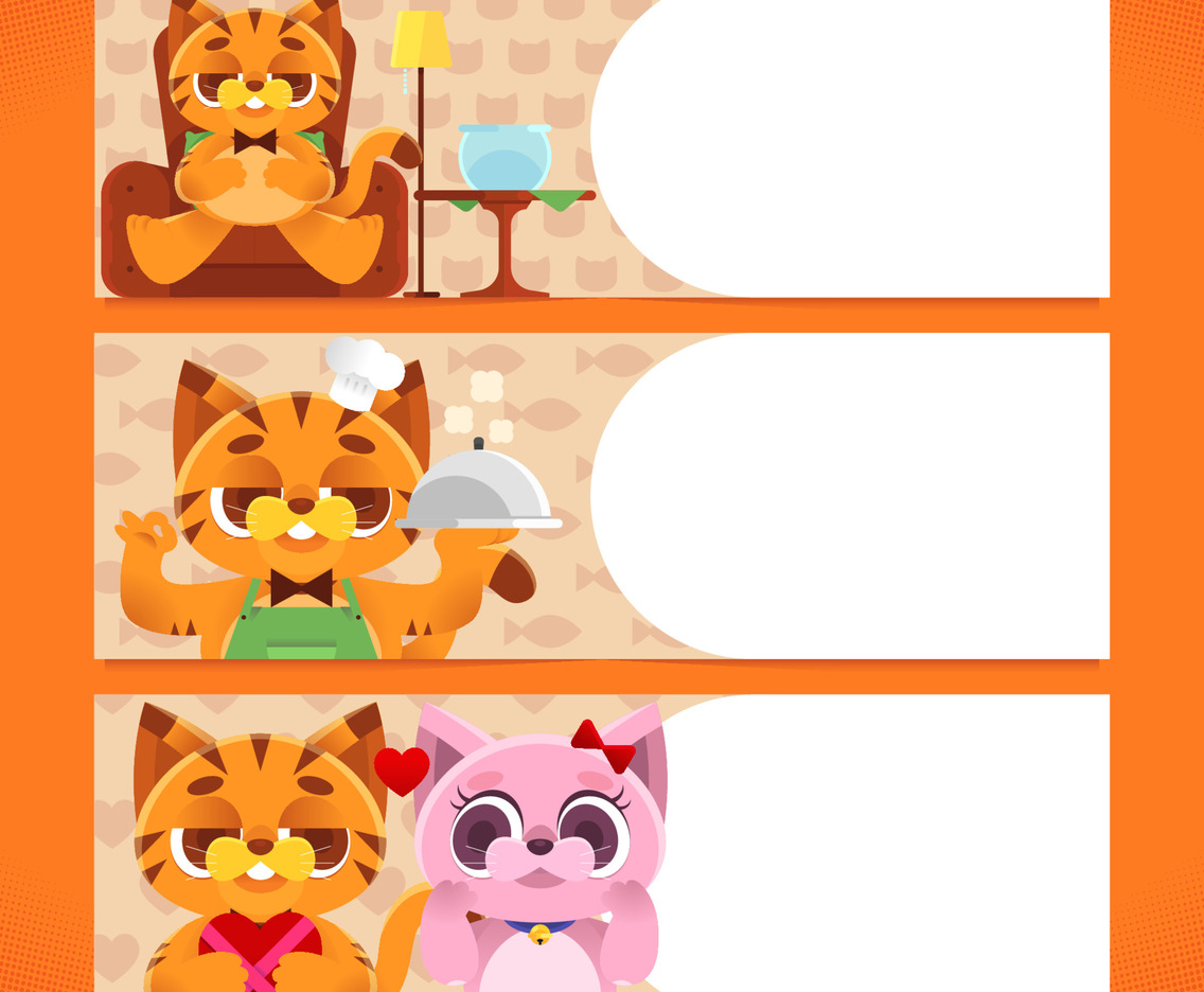 Cute Orange Cat With Various Pose Banner Template