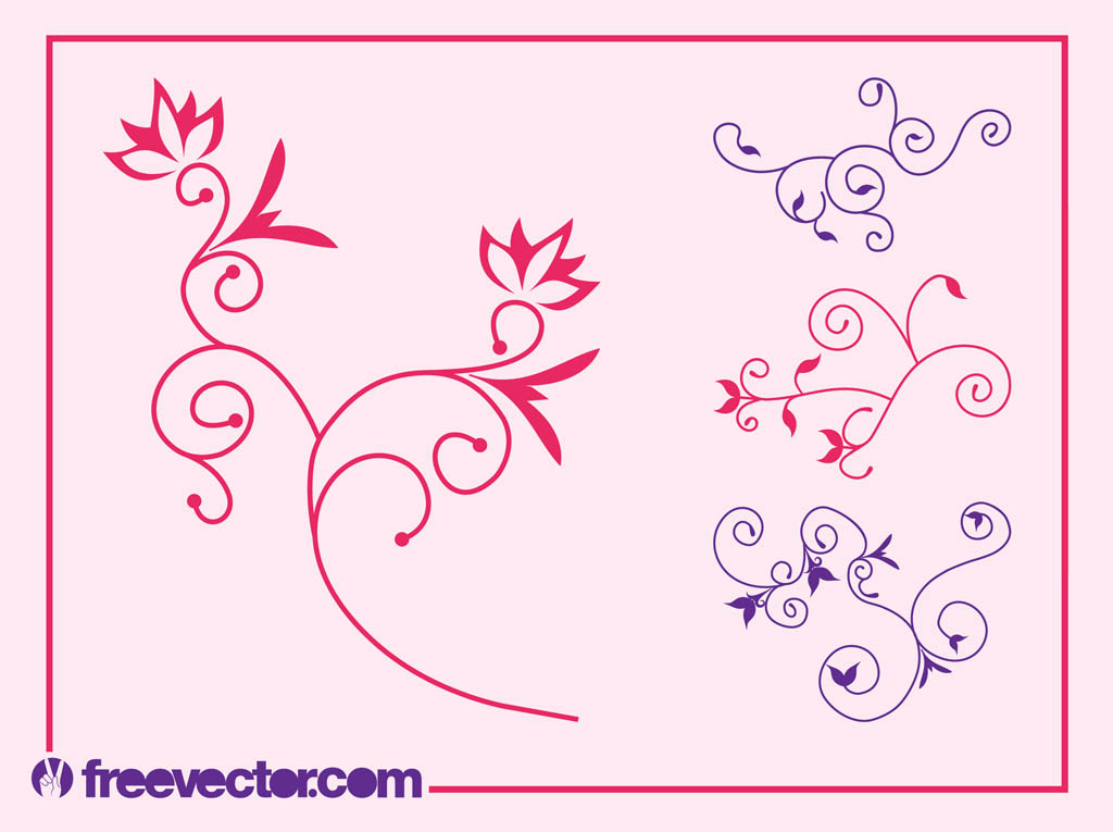 Flower Scrolls Designs Set