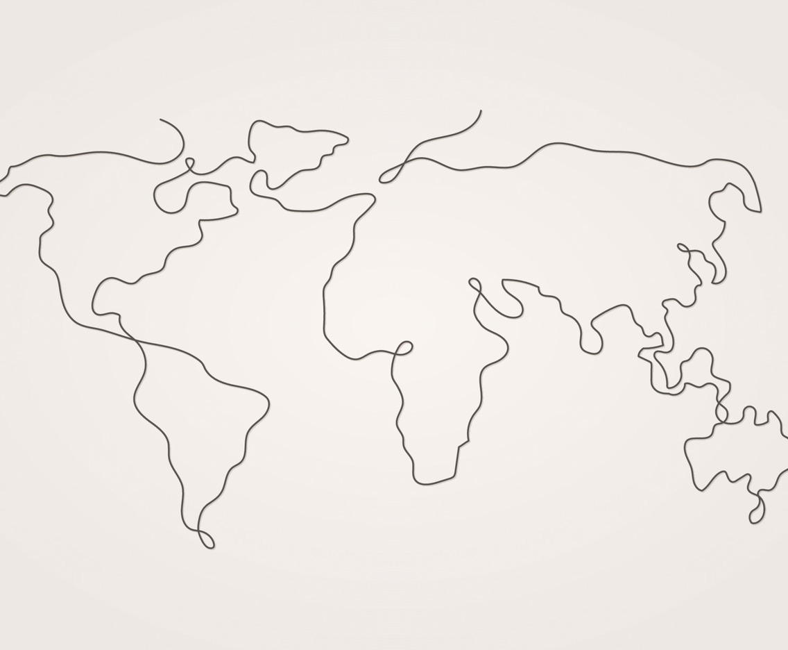 One Line Art World Map