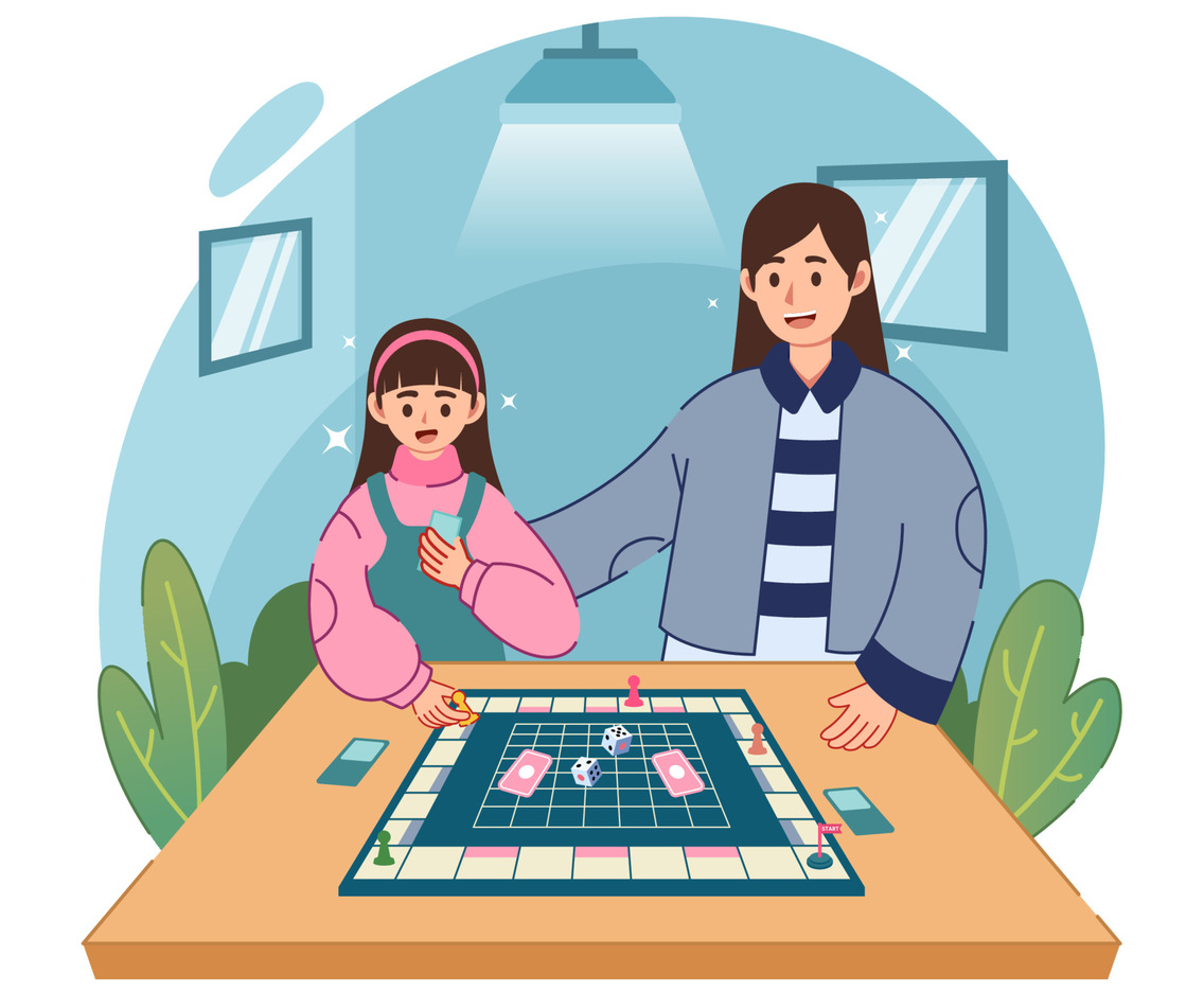 Mother and Daughter Playing Board Game at Home